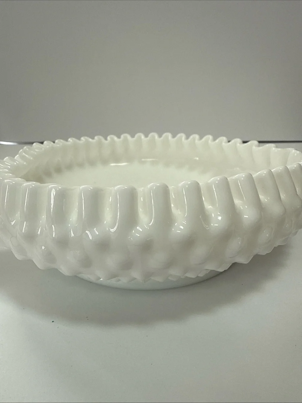 White Ruffled Milk Glass heart shaped vintage